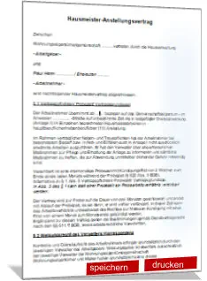 Arbeitsvertrag Hausmeister - Vorlage